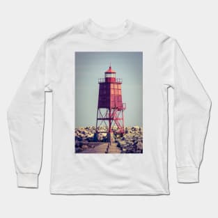 Red Metal Lighthouse Racine Wisconsin Long Sleeve T-Shirt